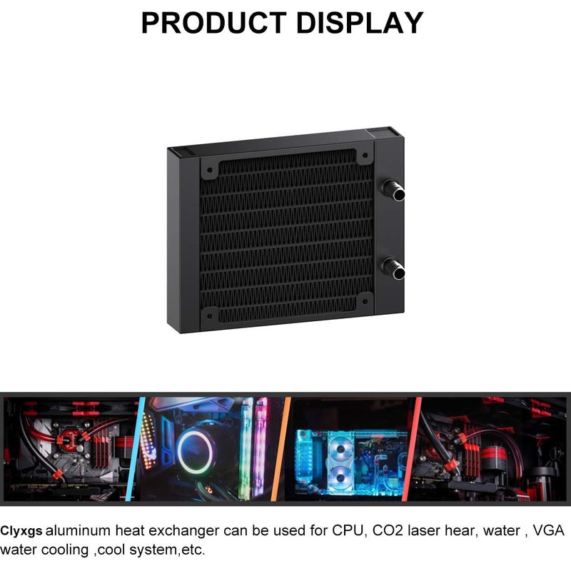 Clyxgs Water Cooling Radiator, 8 Pipe Aluminum Heat Exchanger Radiator with Tube for PC CPU Computer Water Cool System DC12V 80mm - Image 5